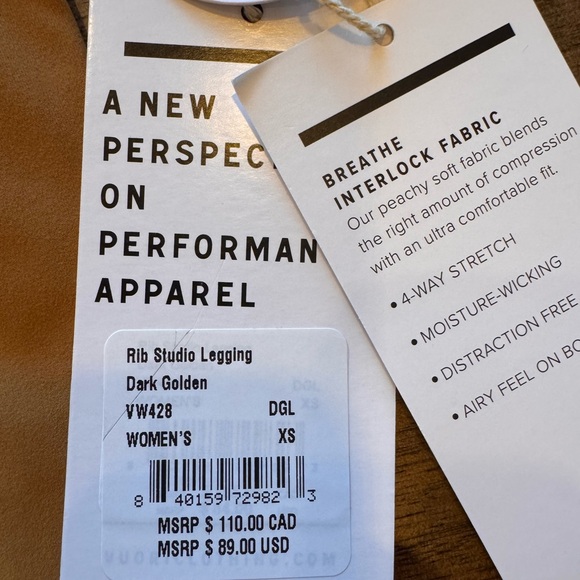 Vuori Ribbed Studio Leggings Dark Golden - Picture 4 of 4